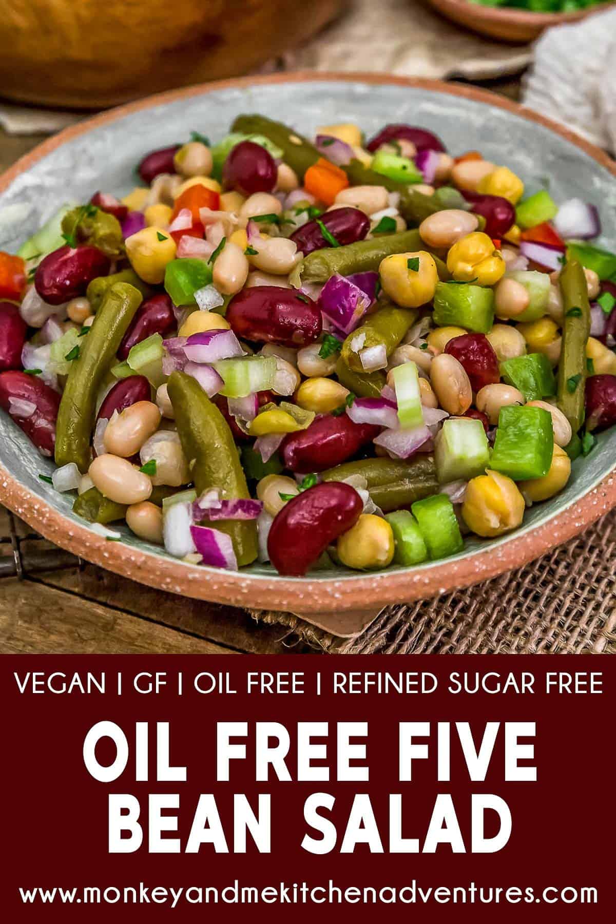 Oil Free Five Bean Salad with text description