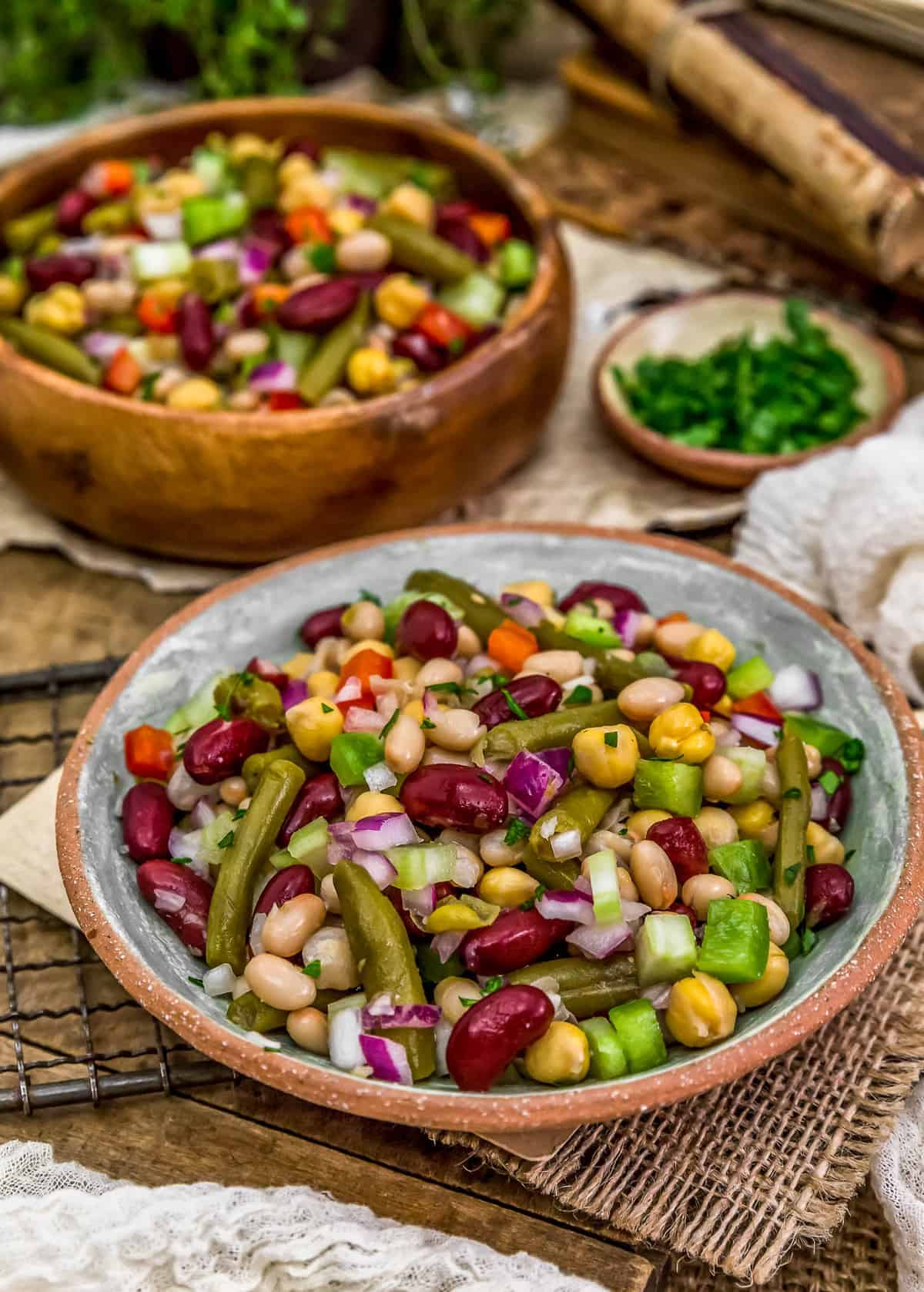 Plated Oil Free Five Bean Salad