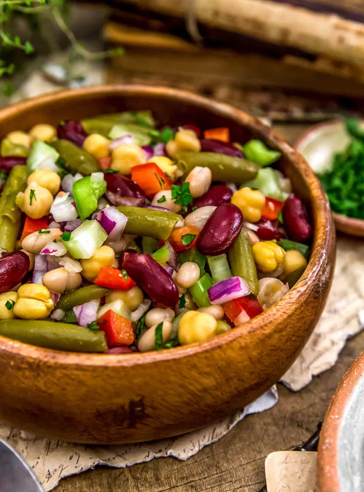 Close up of Oil Free Five Bean Salad