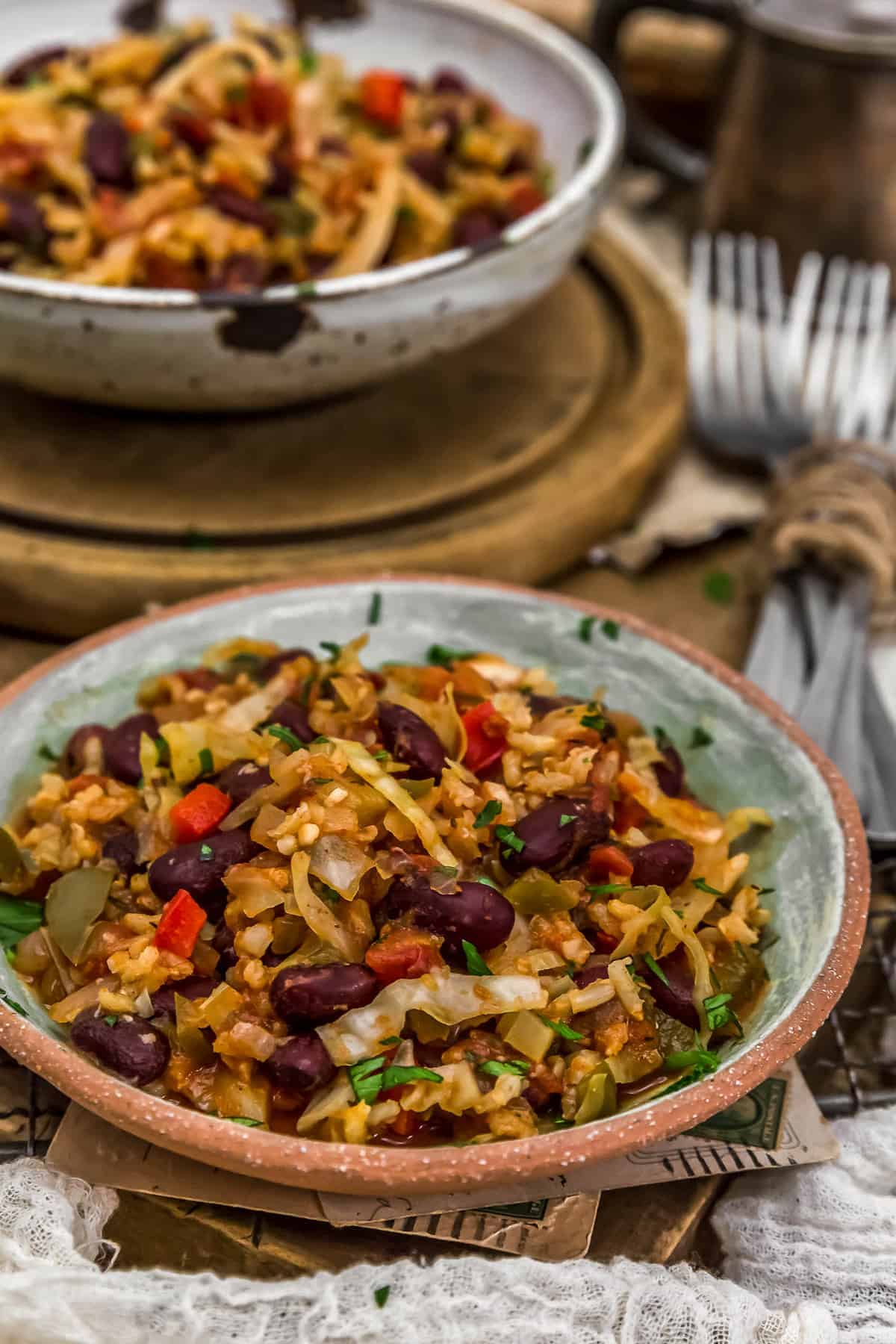 Plated Cajun Cabbage and Rice