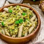 Bowl of Creamy Lemon Broccoli Sauce and Pasta