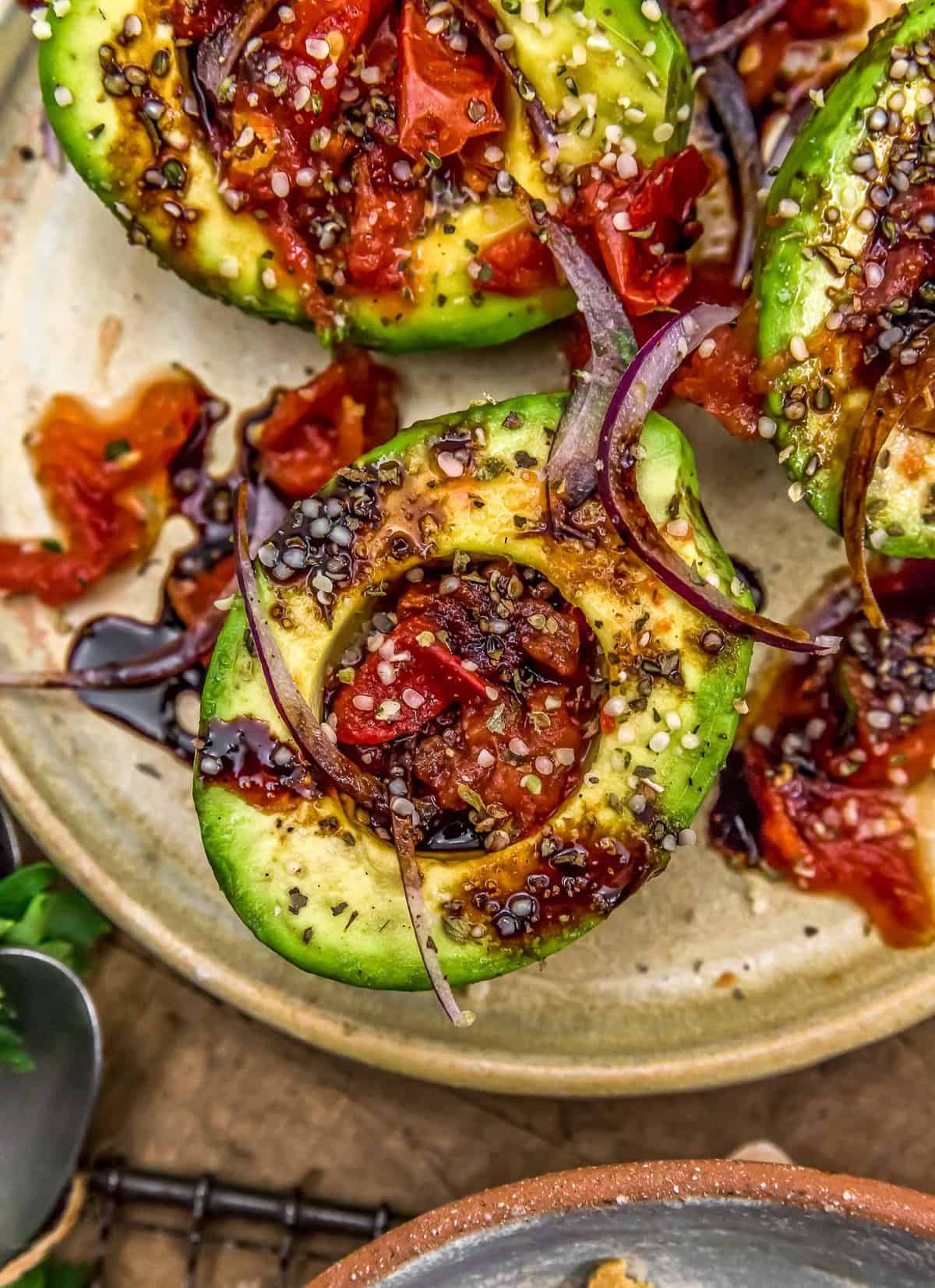 Grilled Tomatoes & Queso Fresco Stuffed Avocado