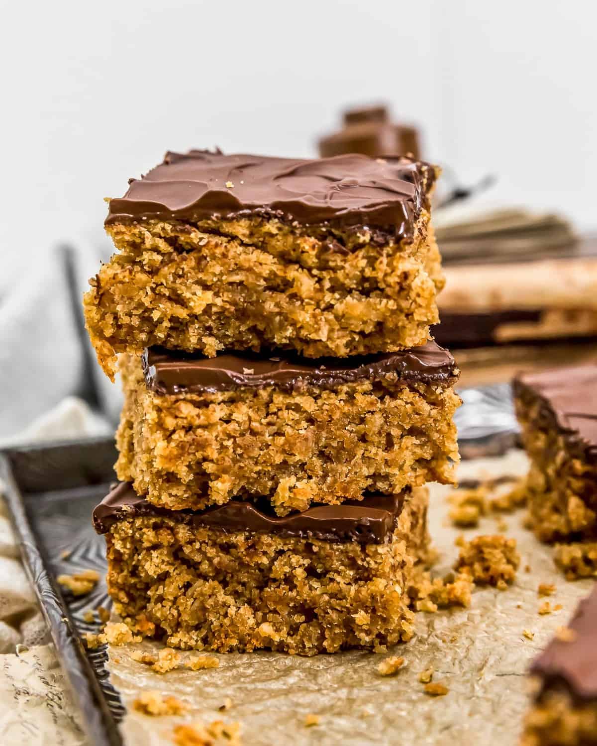 Stacked Vegan Chocolate Peanut Butter Blondies