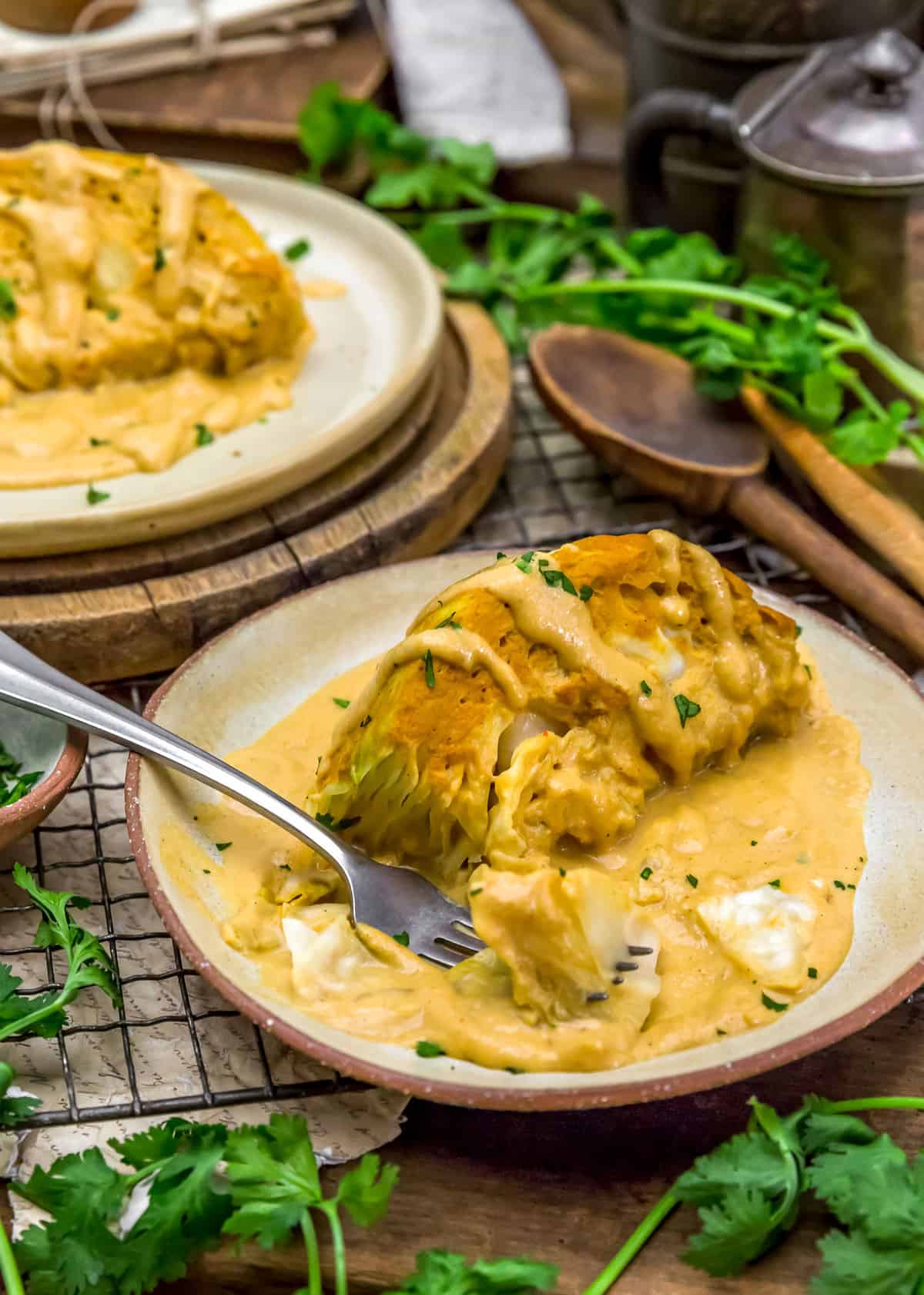 Plated Vegan Southwestern Scalloped Cabbage