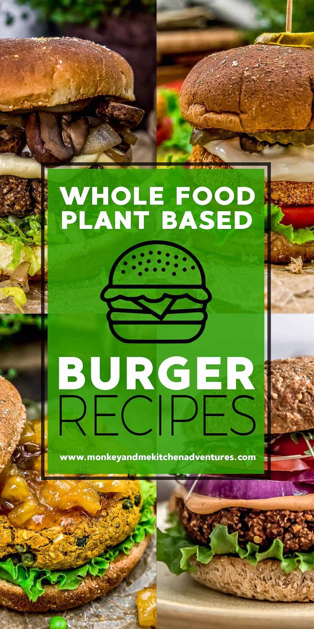 Whole Food Plant Based Burgers with Text Description