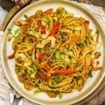 Plated Asian Cabbage Noodle Stir Fry