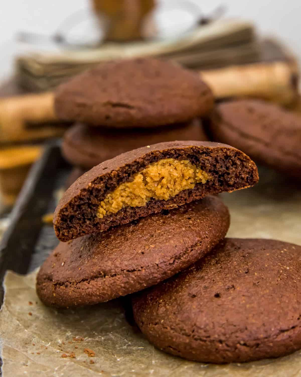 Chocolate Peanut Butter Stuffed Cookies