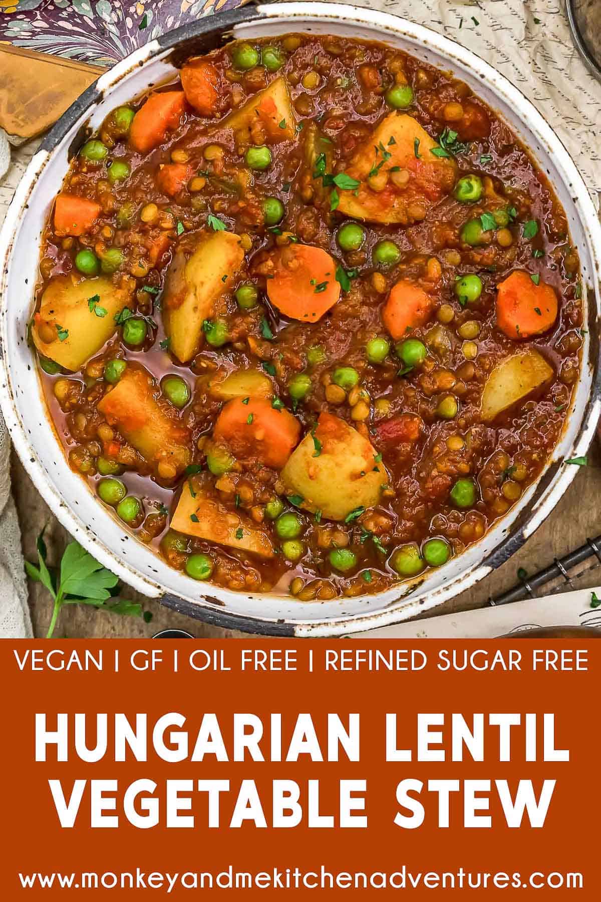 Hungarian Lentil Vegetable Stew with text description