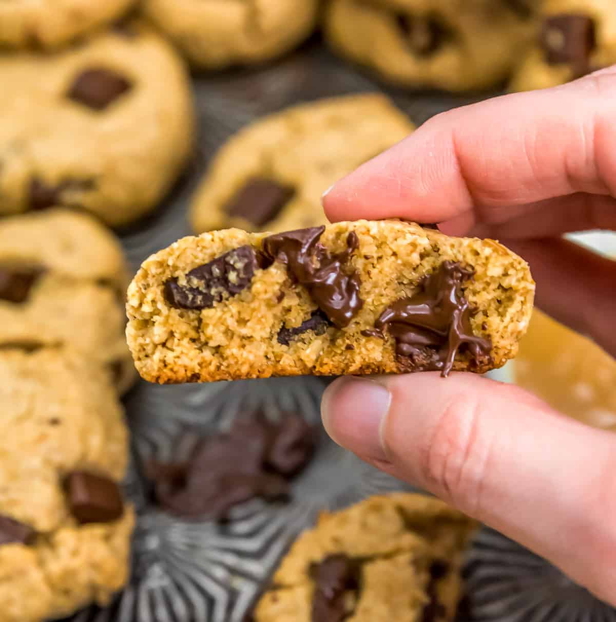 Eating Vegan Peanut Butter Chocolate Chip Cookies