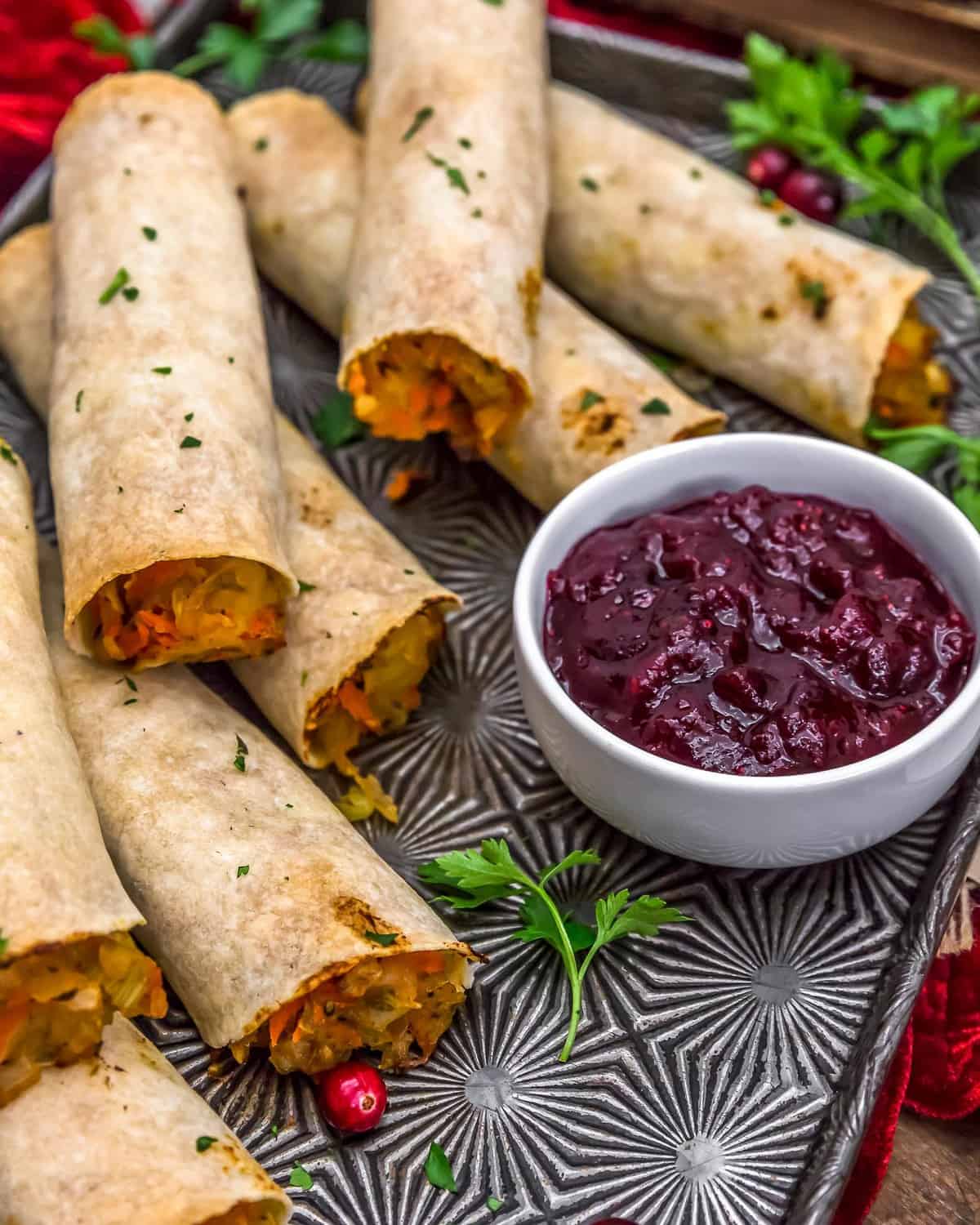 Harvest Veggie Rolls on a tray