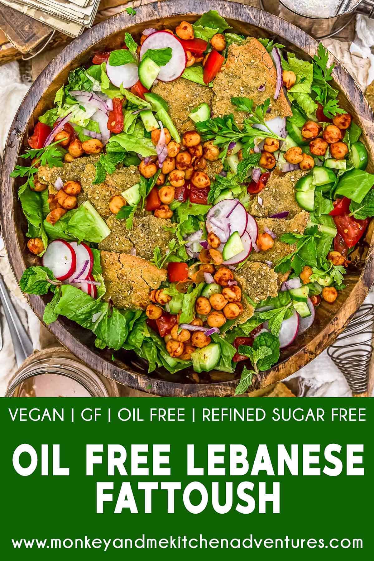 Oil Free Lebanese Fattoush with text description