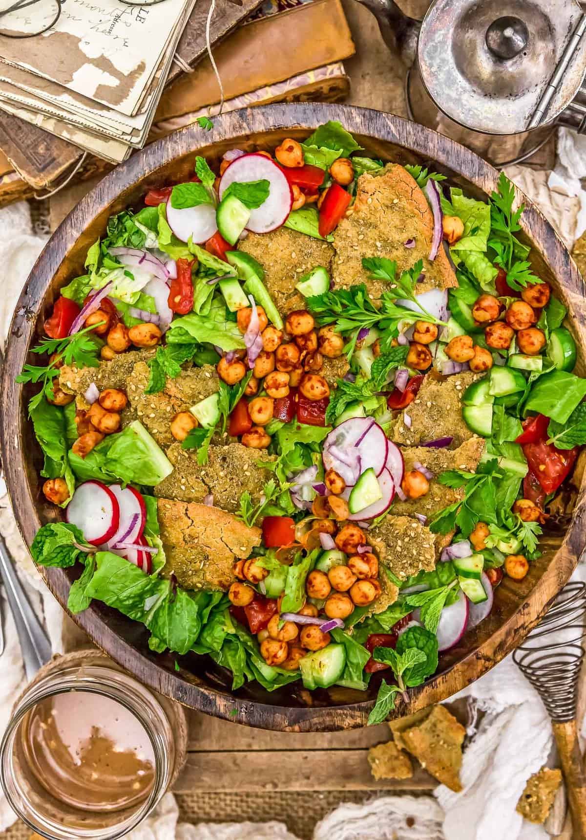 Bowl of Oil Free Lebanese Fattoush