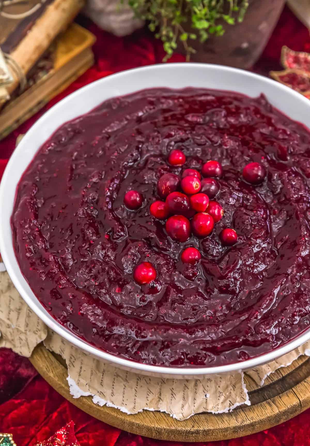 Simple Cranberry Sauce in a bowl