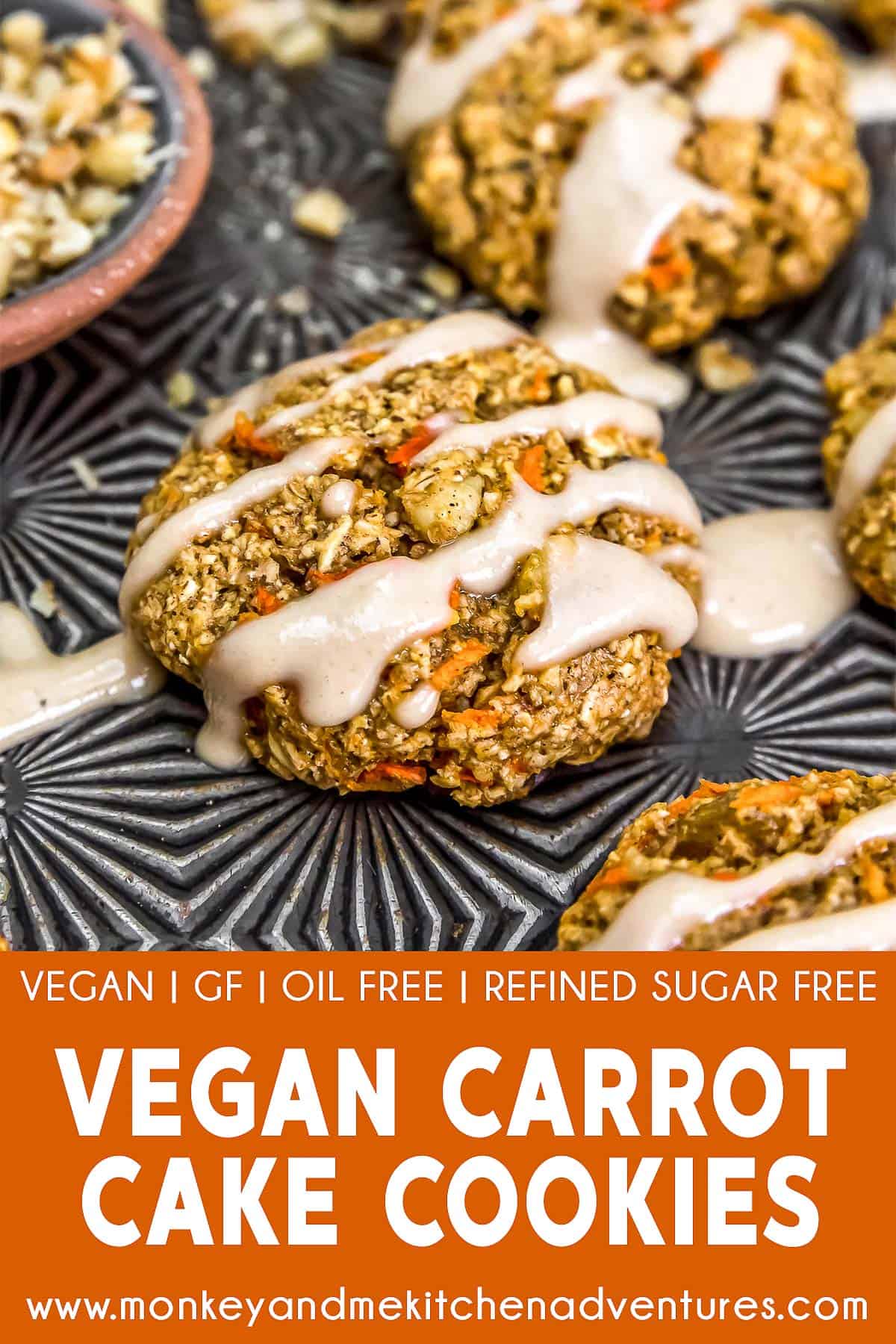 Vegan Carrot Cake Cookies with descriptive text