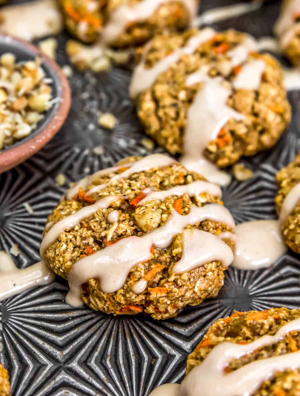 Close up of Vegan Carrot Cake Cookies