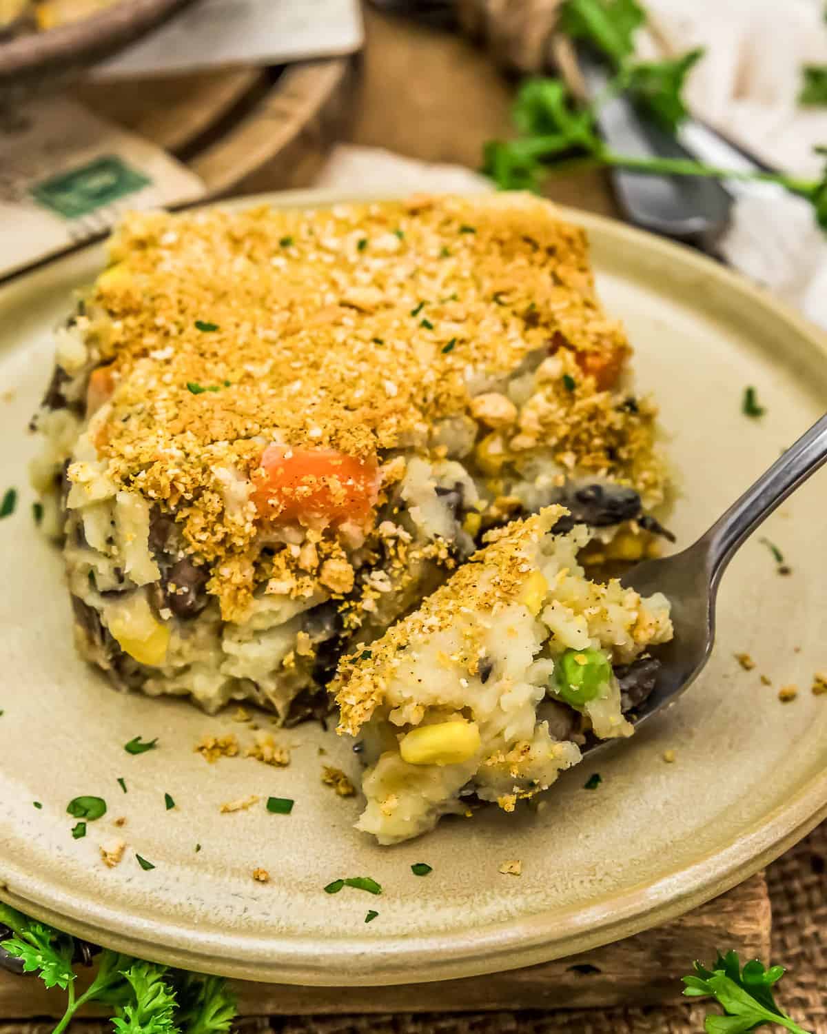 Eating Vegan Garlic Herb Mashed Potato Bake