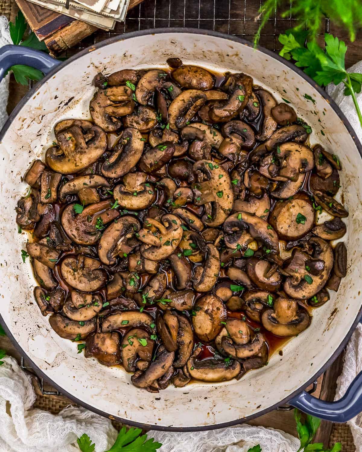 Simple Herbed Mushrooms in a skillet