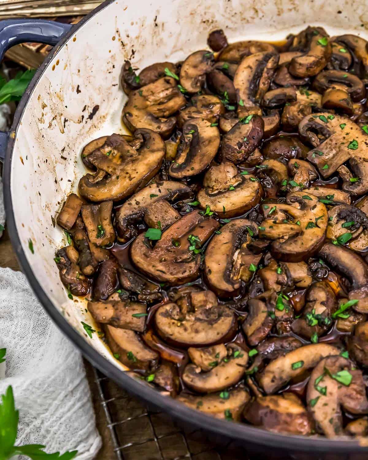 Close up of Simple Herbed Mushrooms