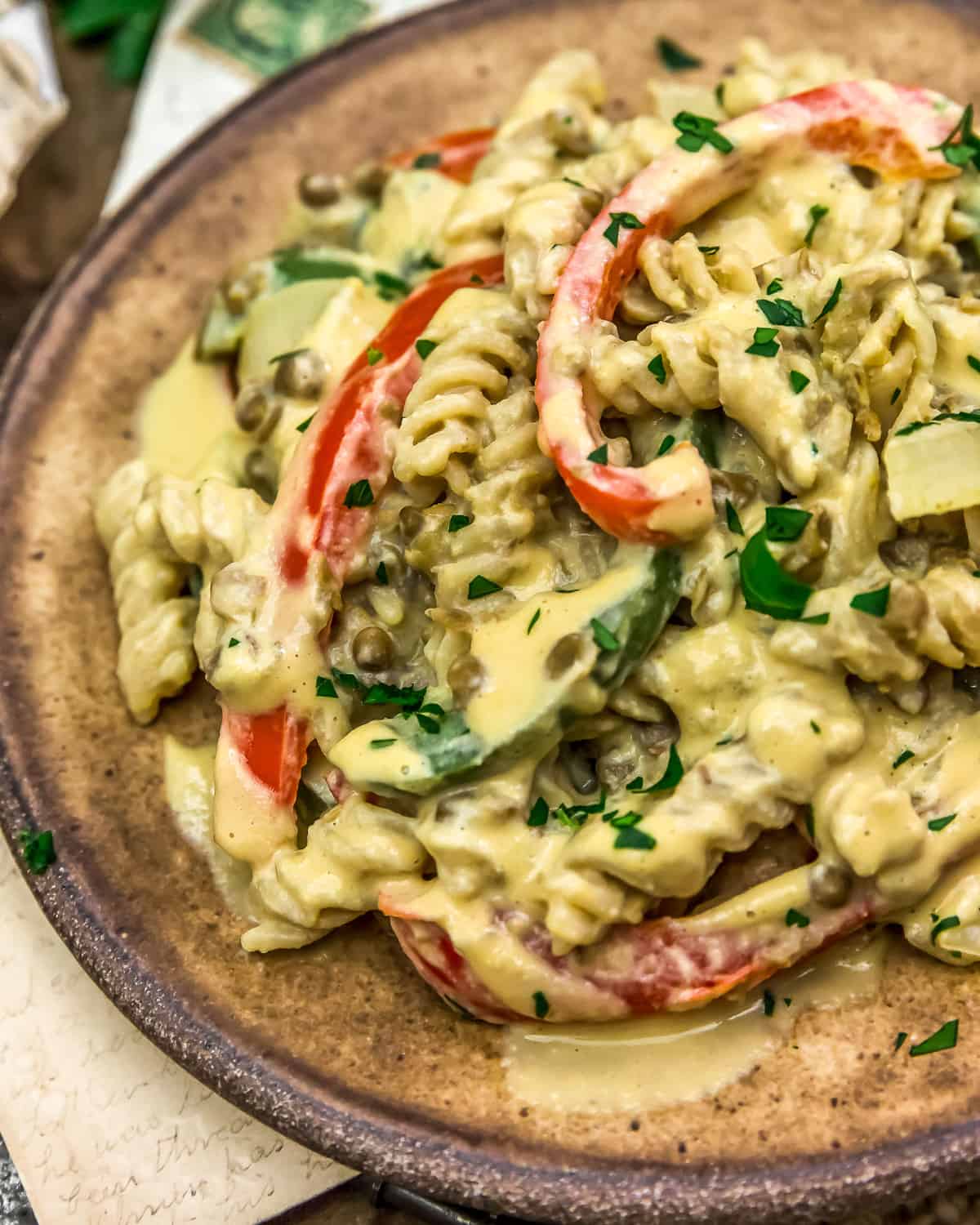 Vegan “Cheesesteak” Pasta Skillet