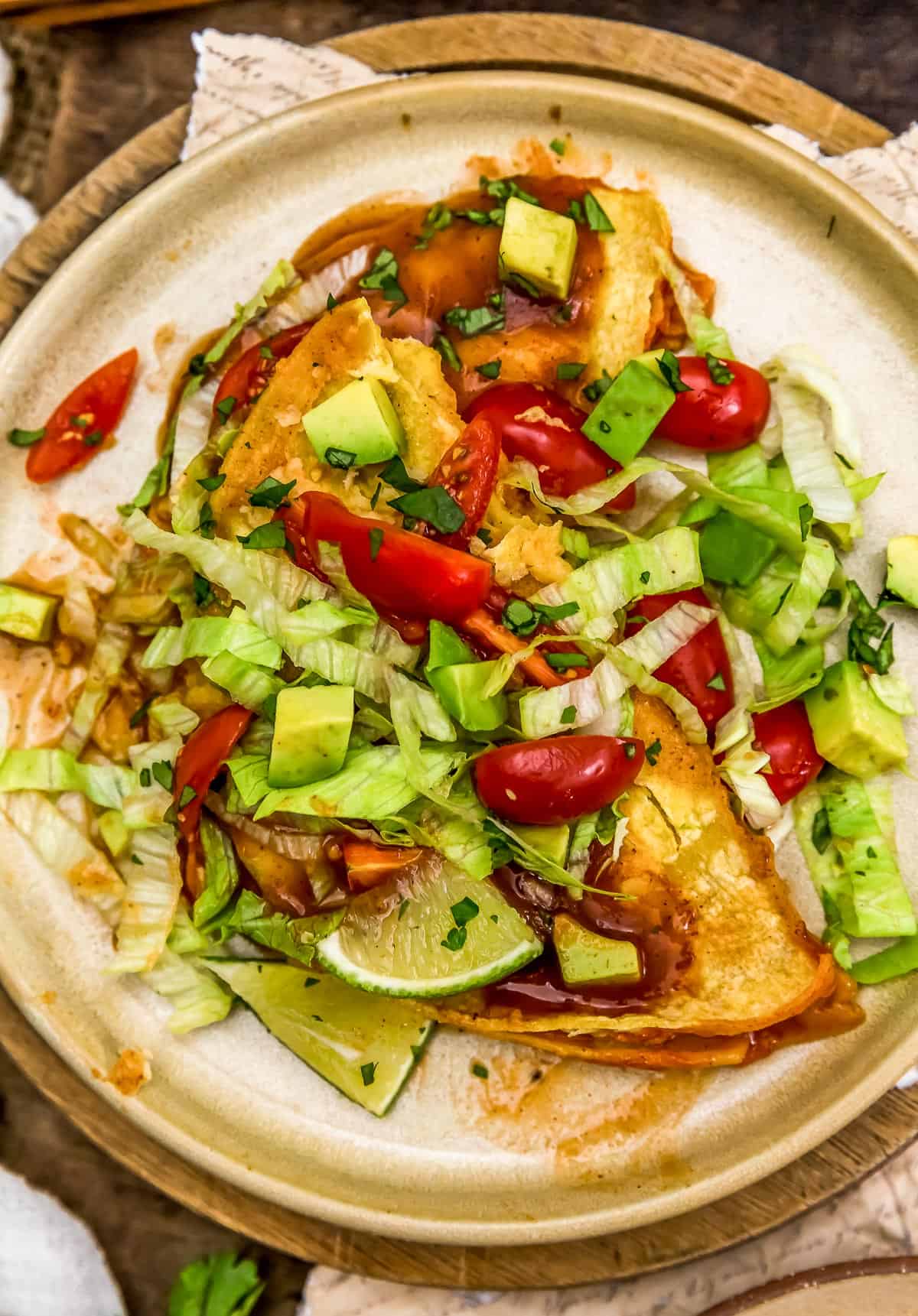 Plated Vegan Enchilada Quesadilla Bake