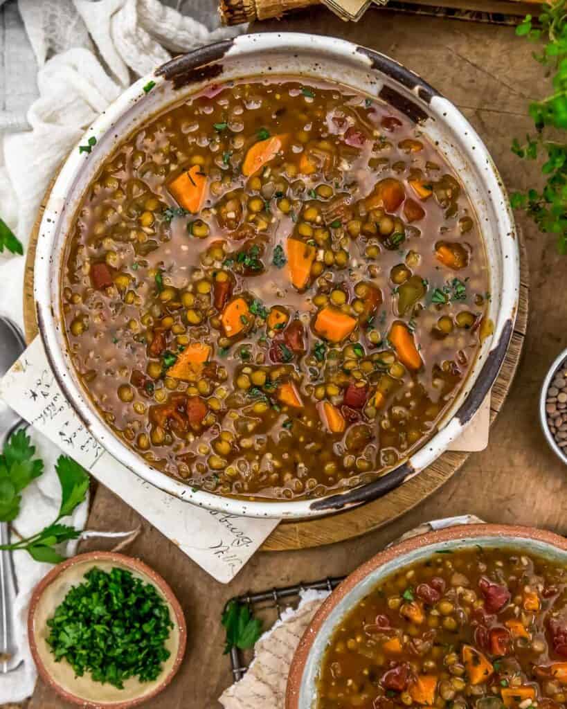 Vegan Lentil “Sausage” Soup - Monkey and Me Kitchen Adventures