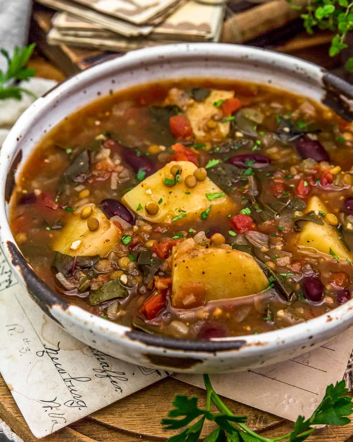 Close up of Aladdin’s Copycat Len-Chili Soup