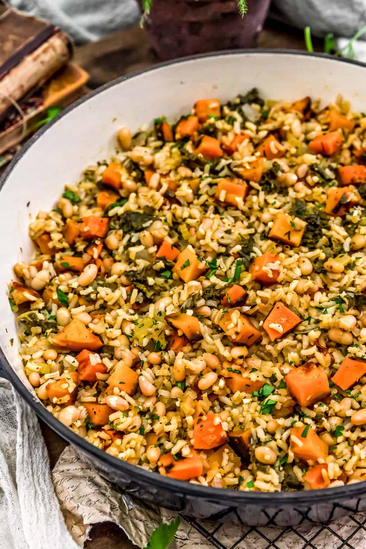 Close up of Roasted Butternut Squash Rice Skillet