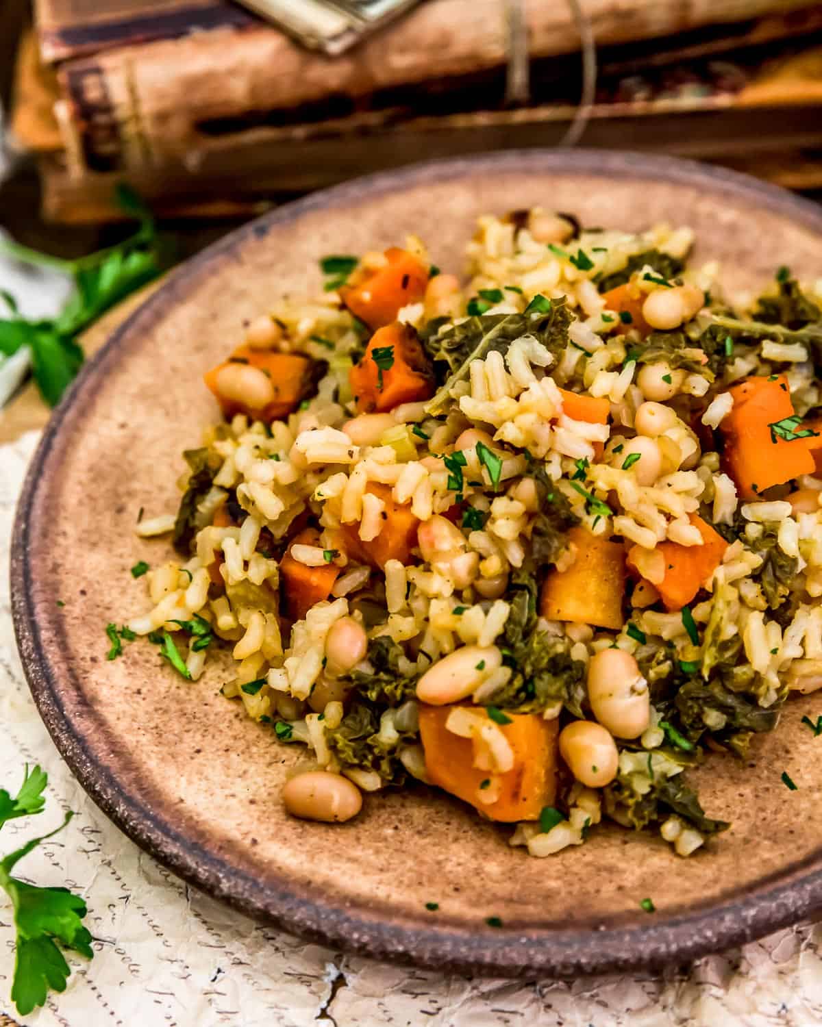 Plate of Roasted Butternut Squash Rice Skillet