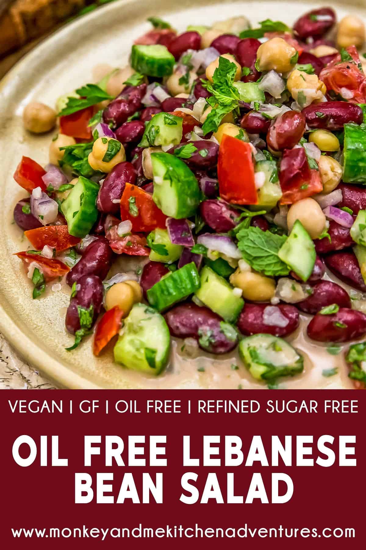 Oil Free Lebanese Bean Salad with text description