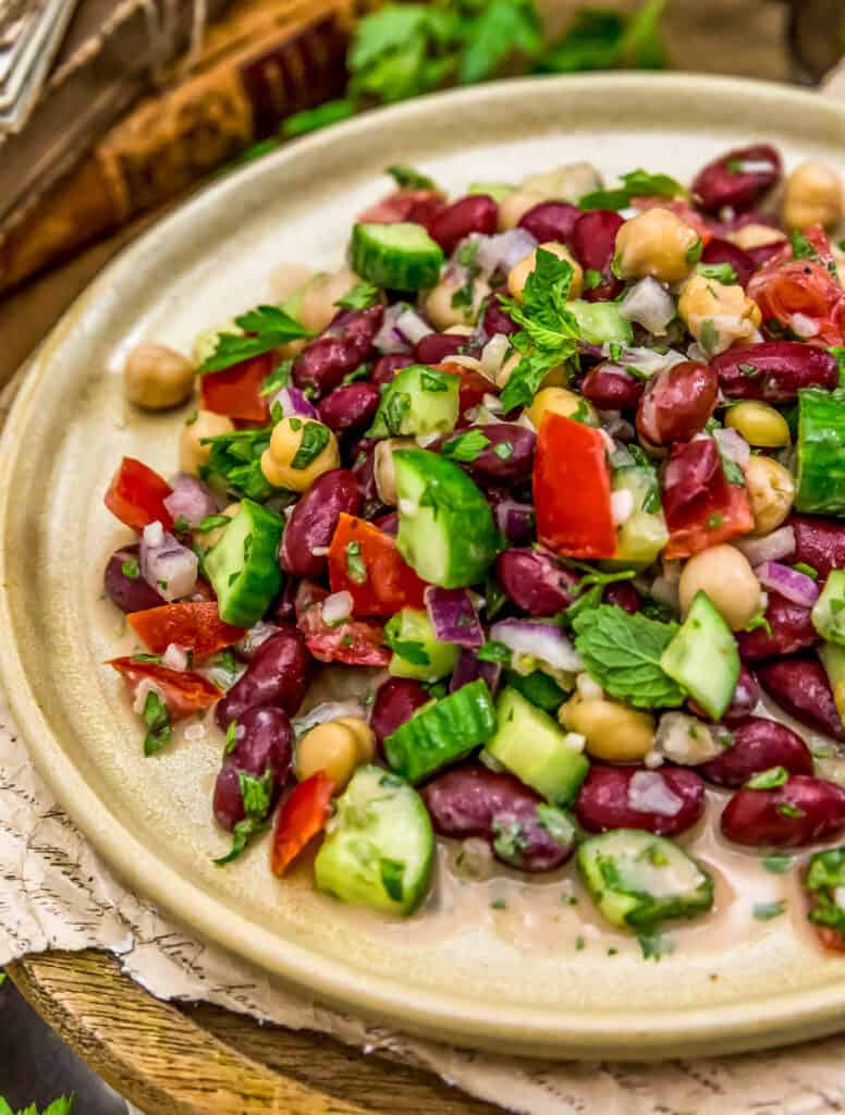 Oil-Free Lebanese Bean Salad - Monkey and Me Kitchen Adventures