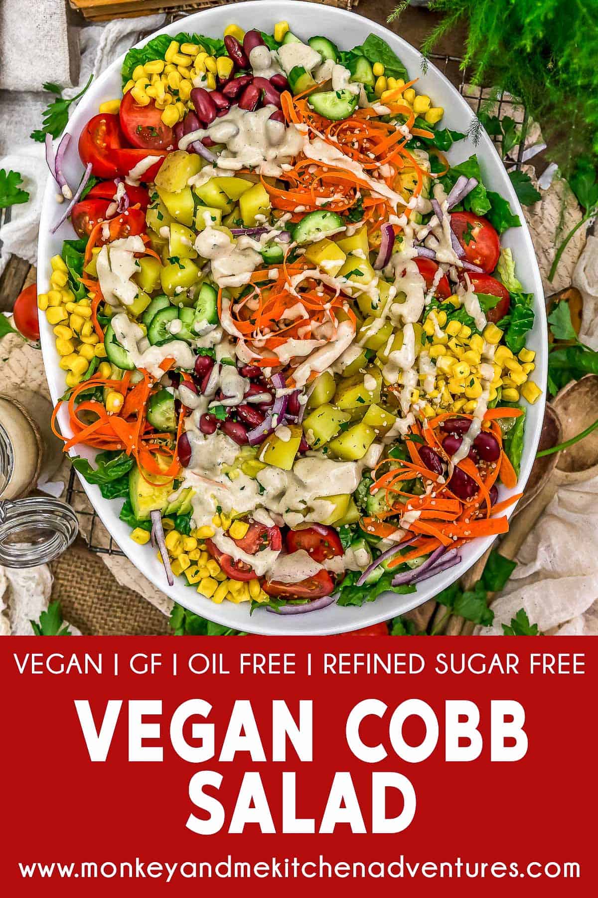 Vegan Cobb Salad with text description