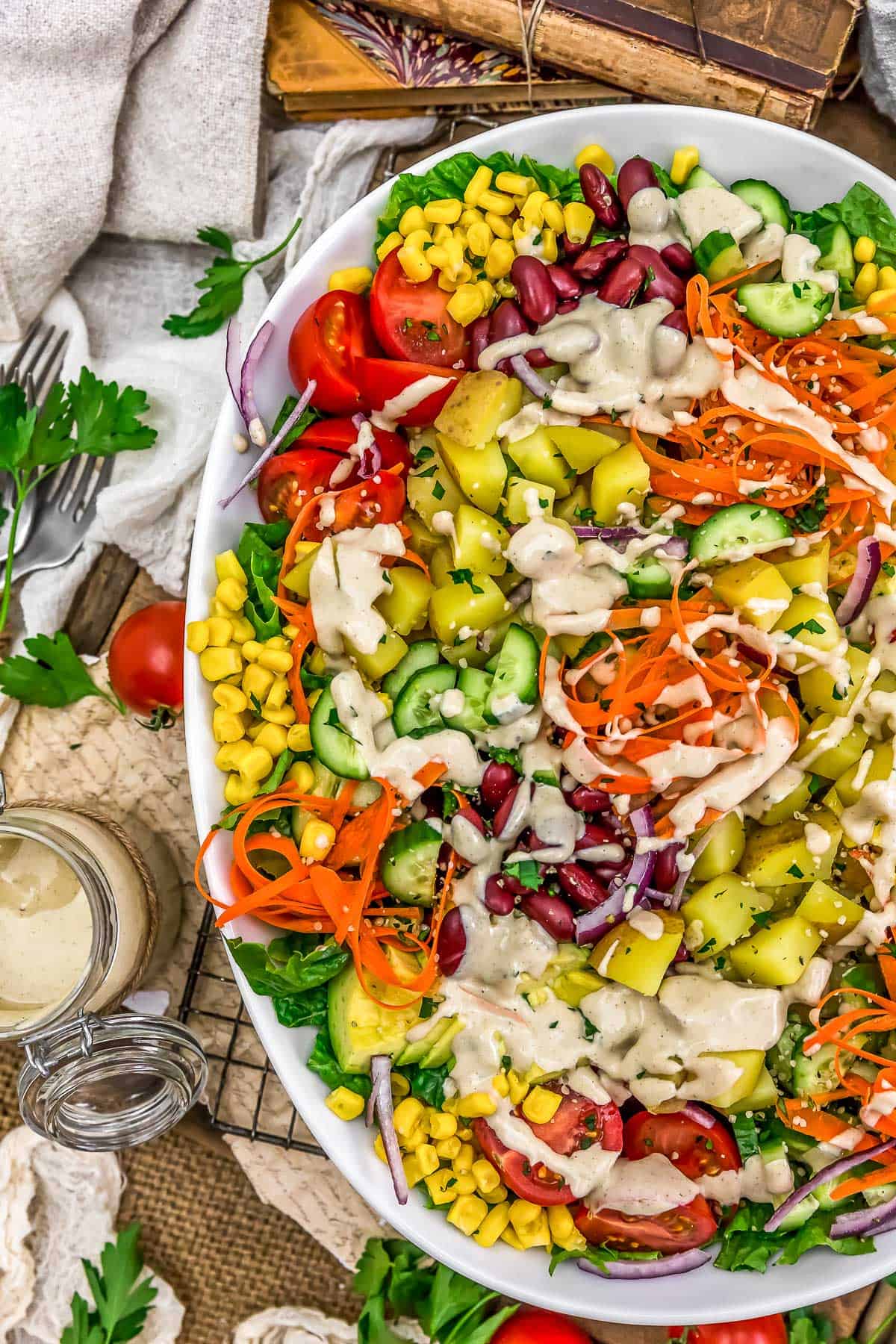 Vegan Cobb Salad with dressing