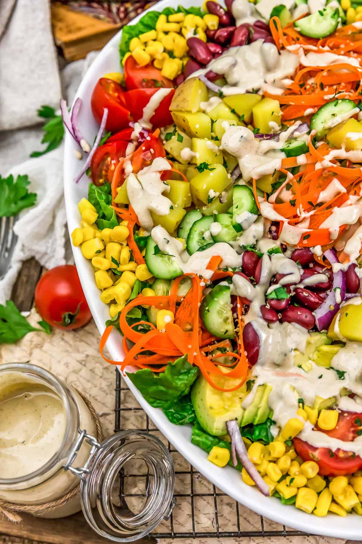 Vegan Cobb Salad with dressing