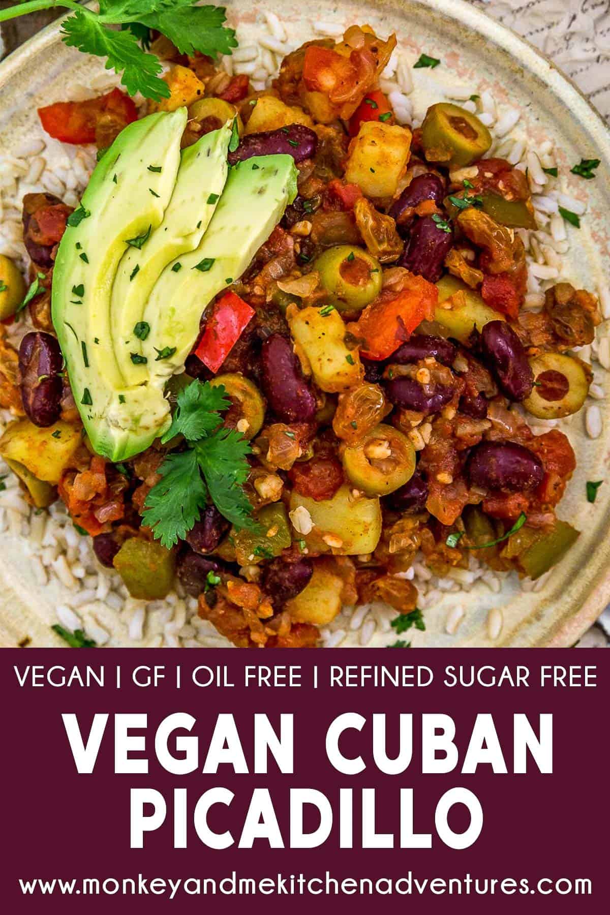 Vegan Cuban Picadillo with text description