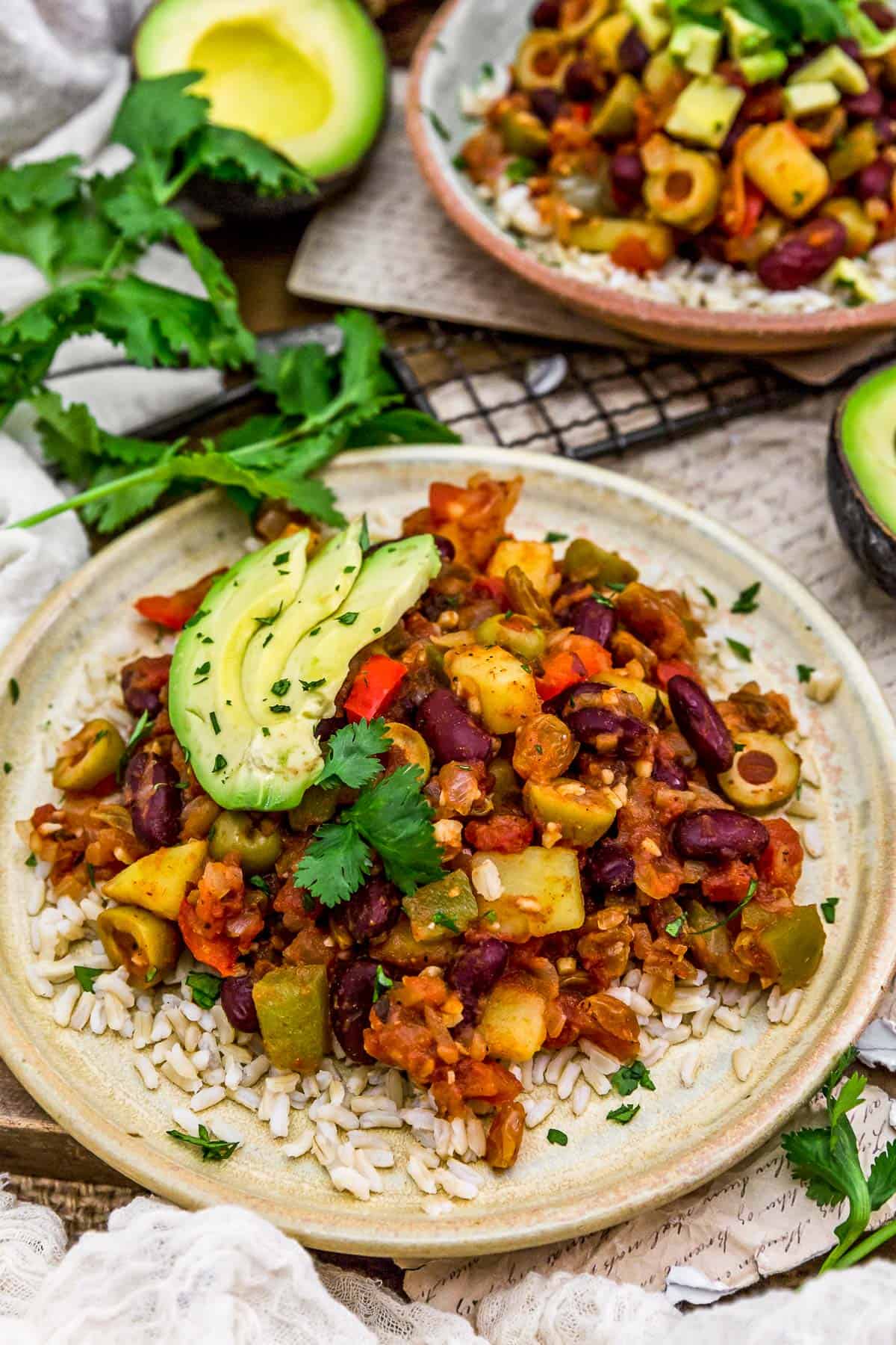 Vegan Cuban Picadillo over rice