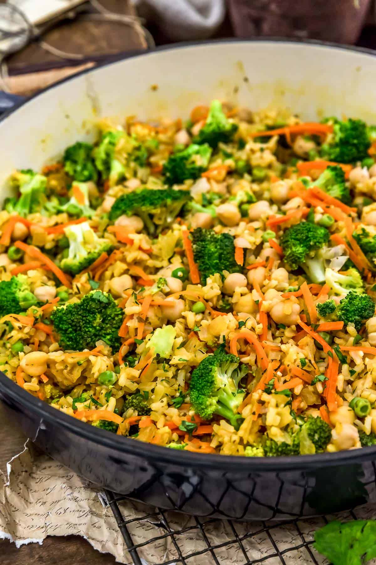 Close up of Lemon Chickpea and Rice Skillet