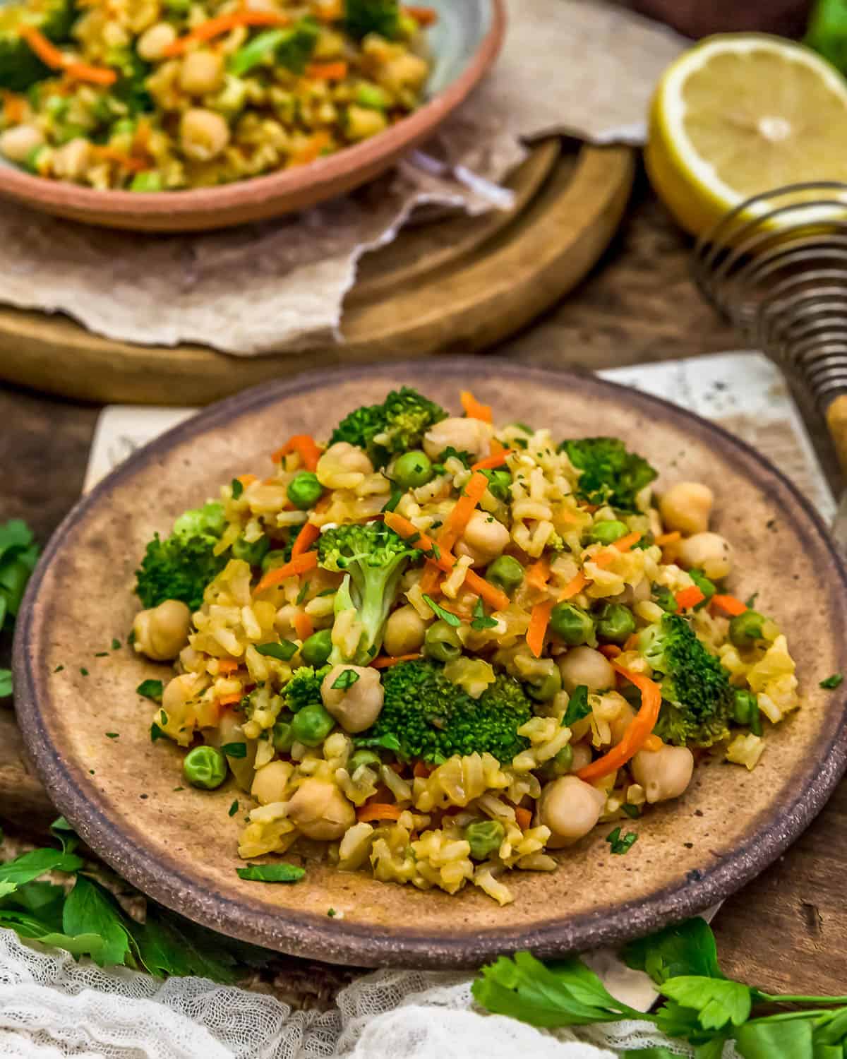 Served Lemon Chickpea and Rice Skillet