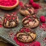 Close up of Vegan Chocolate Raspberry Cream Cookies