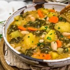 Vegan Potato “Kielbasa” Kale Soup - Monkey and Me Kitchen Adventures