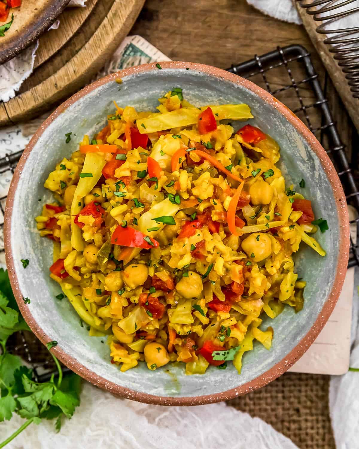 Bowl of Curry Cabbage Rice Skillet