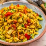 Close up of Curry Cabbage Rice Skillet