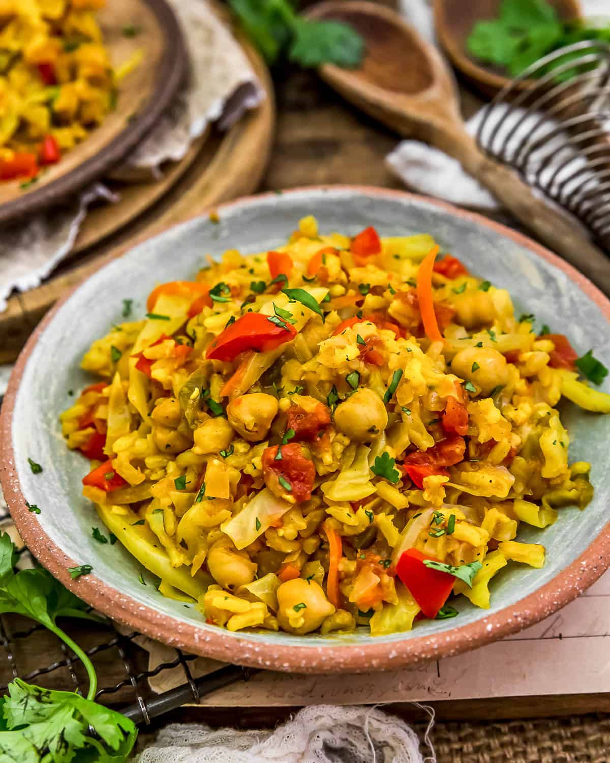 Served Curry Cabbage Rice Skillet