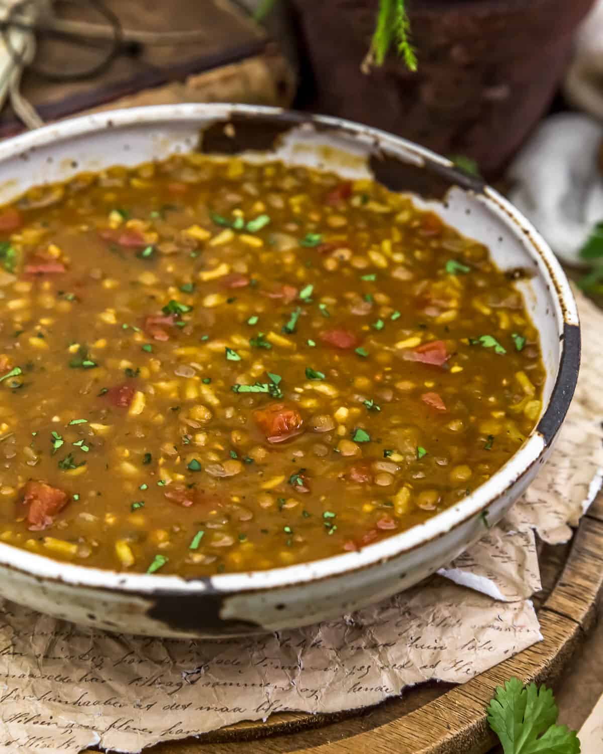 Close up of Persian Lentil Soup