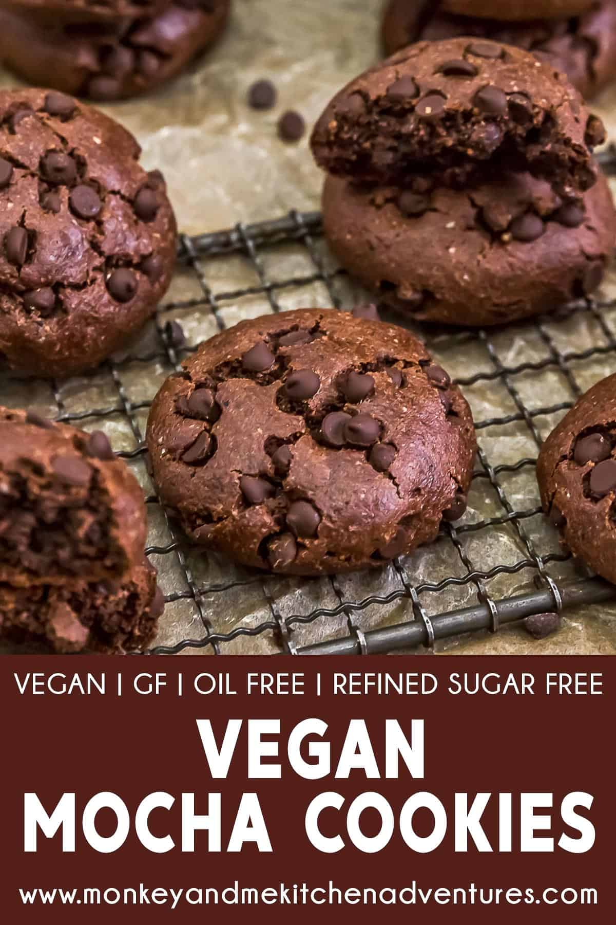 Vegan Mocha Cookies with text description