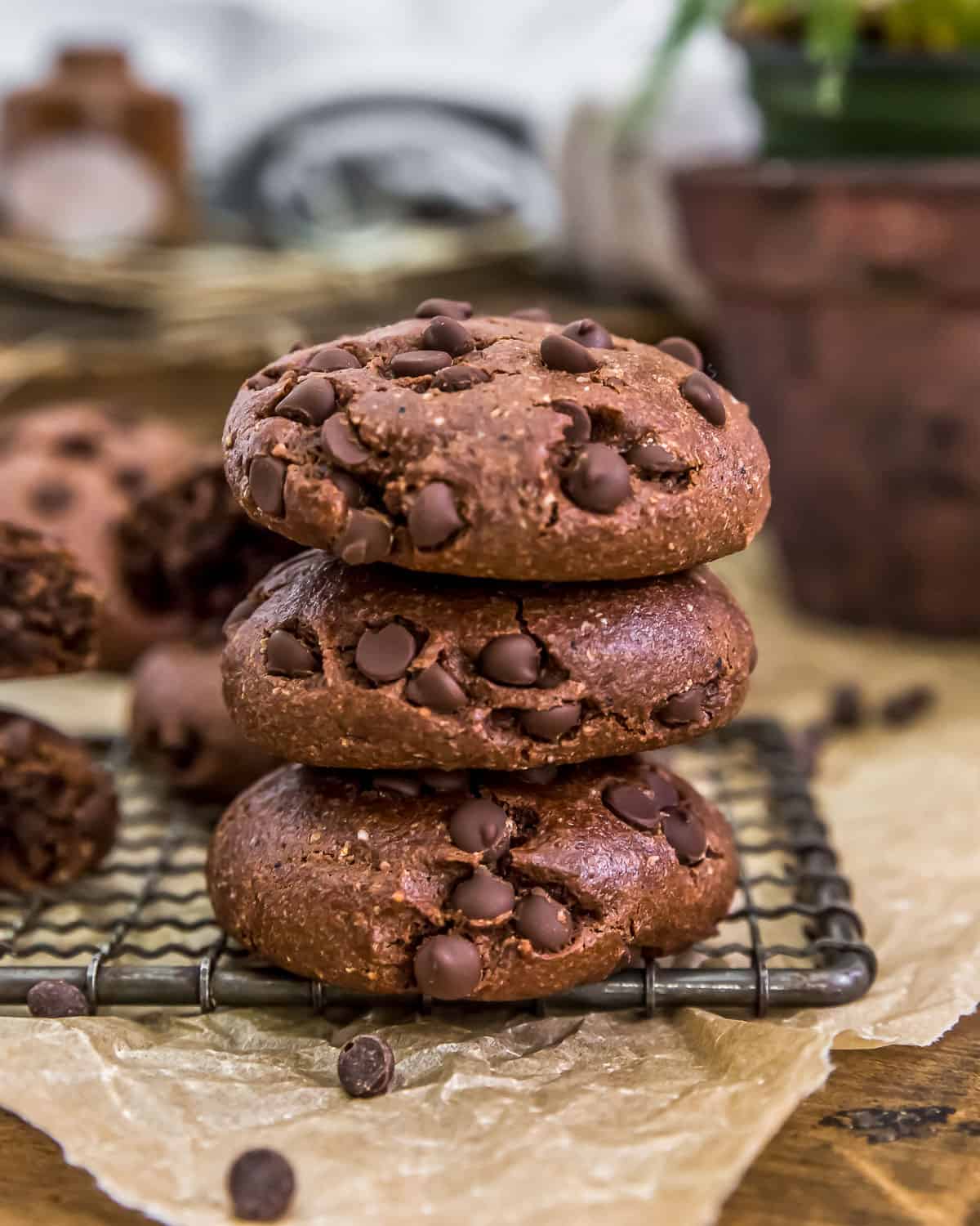 Vegan Mocha Cookies Stacked