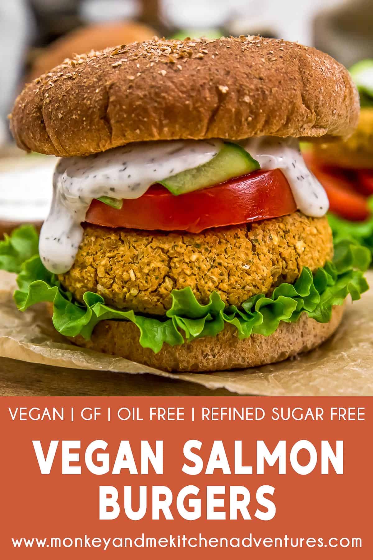 Vegan “Salmon” Burger with text description