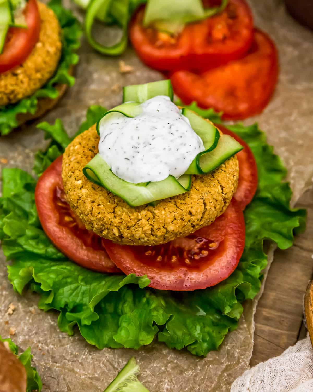 Vegan “Salmon” Burger in a lettuce wrap