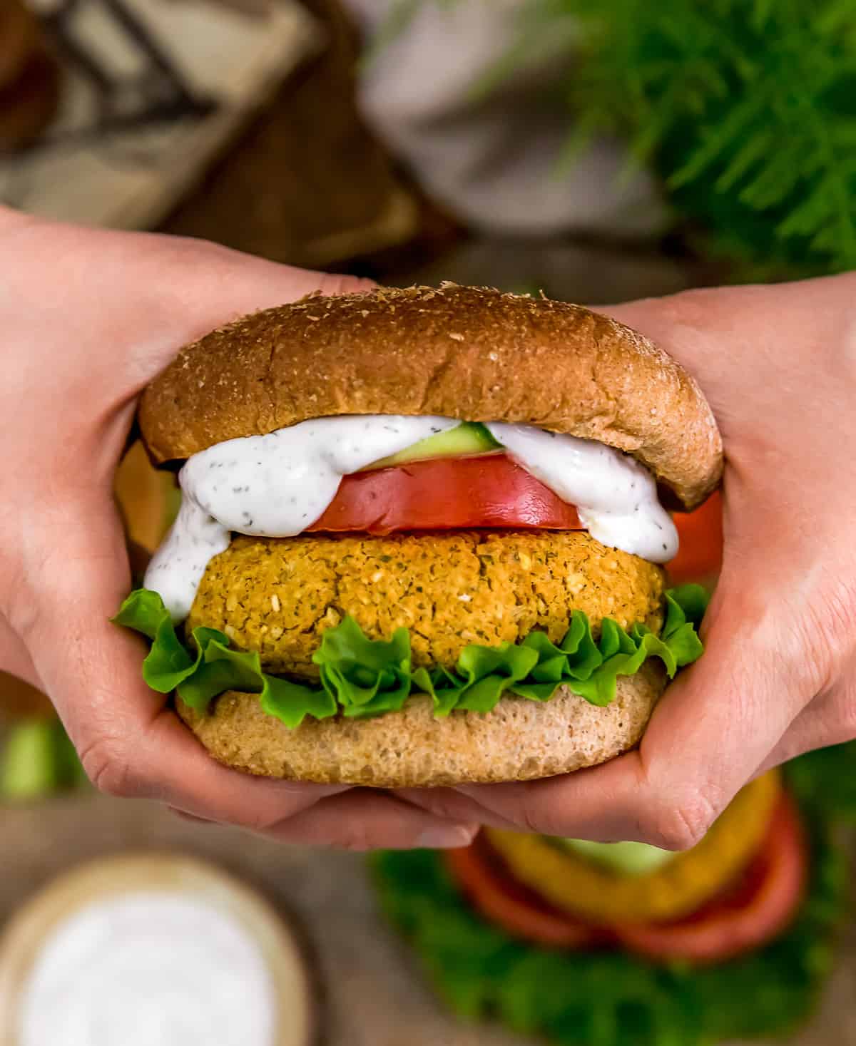 Eating a Vegan “Salmon” Burger