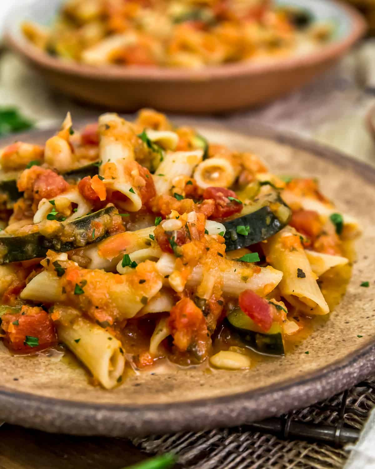 Close up of Garden Veggie Ragu Pasta