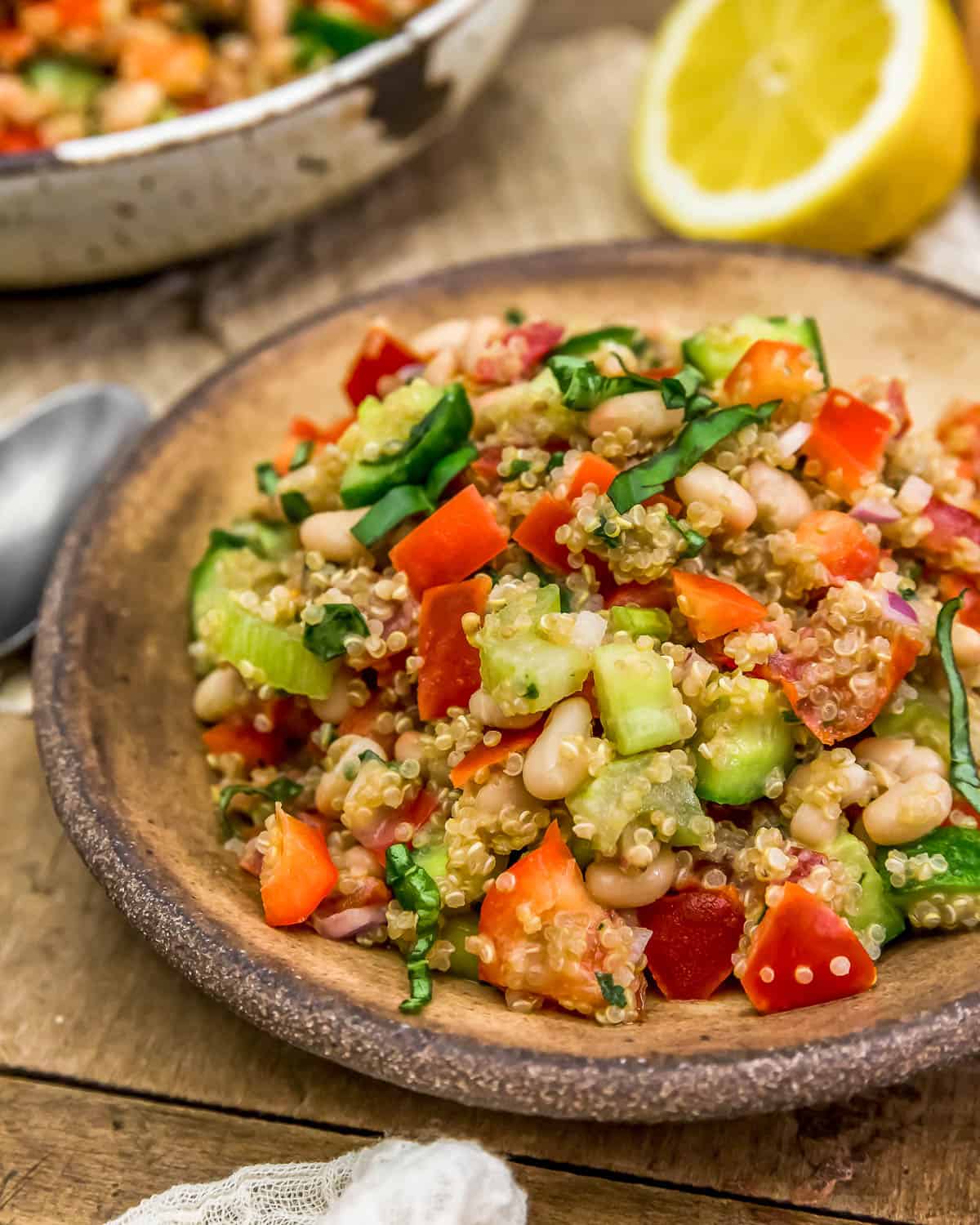 Close up of Lemon Basil Quinoa Salad